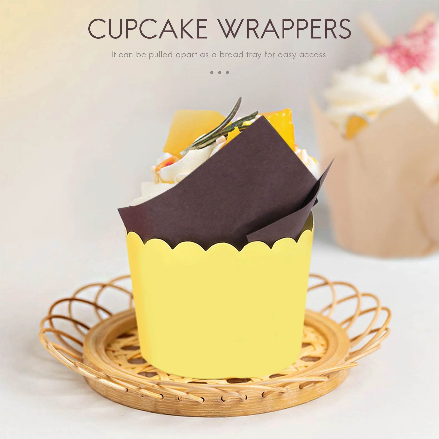 200 Stück Tulpen Cupcake Back becher, Muffin Back liner Halter, rustikale Cupcake Wrapper, braun, weiß und Naturfarbe