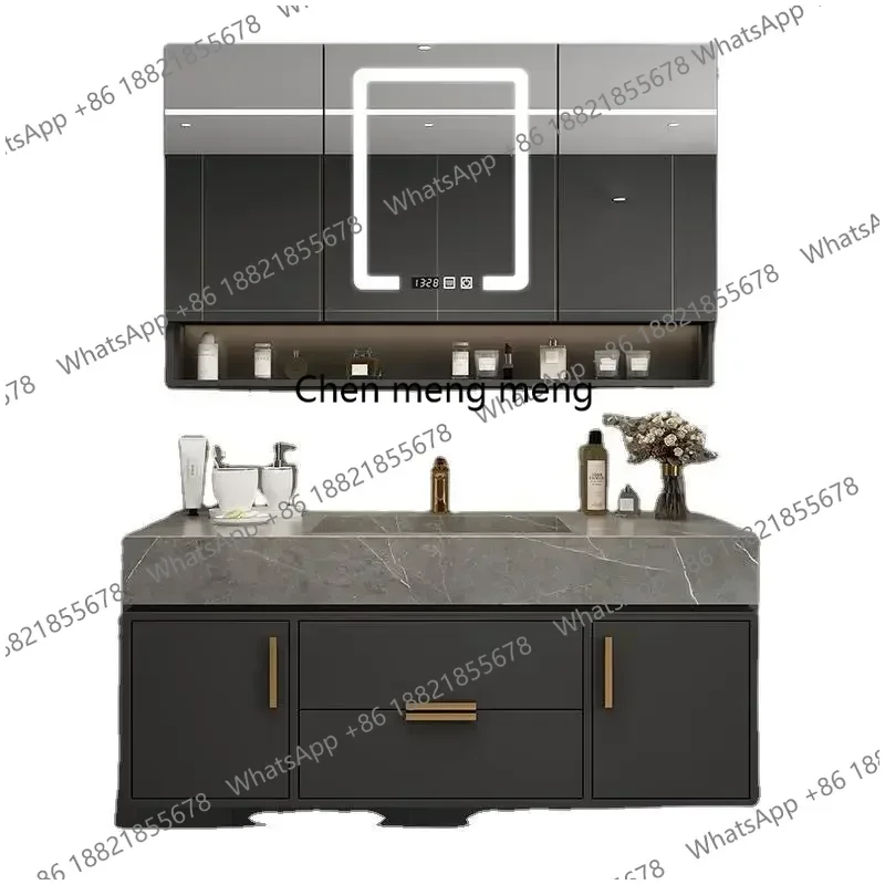 Light Luxury Rock Board Bathroom Cabinets Simple Modern Washbasin Smart Mirror Cabinet Bathroom Toilet Table Vanity Furniture