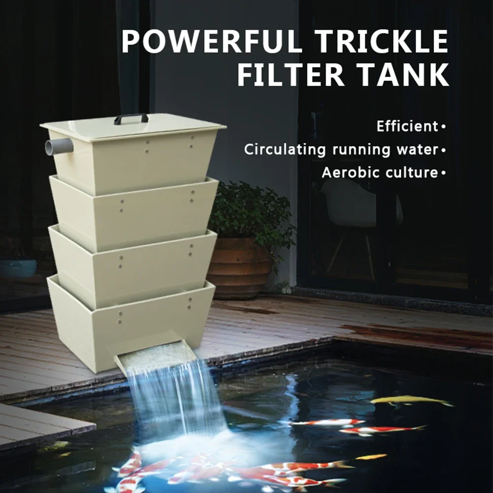 Qlozone TK-370 PP fish pond trickle tower filter wholesale10m3/h koi pond bakki shower filter