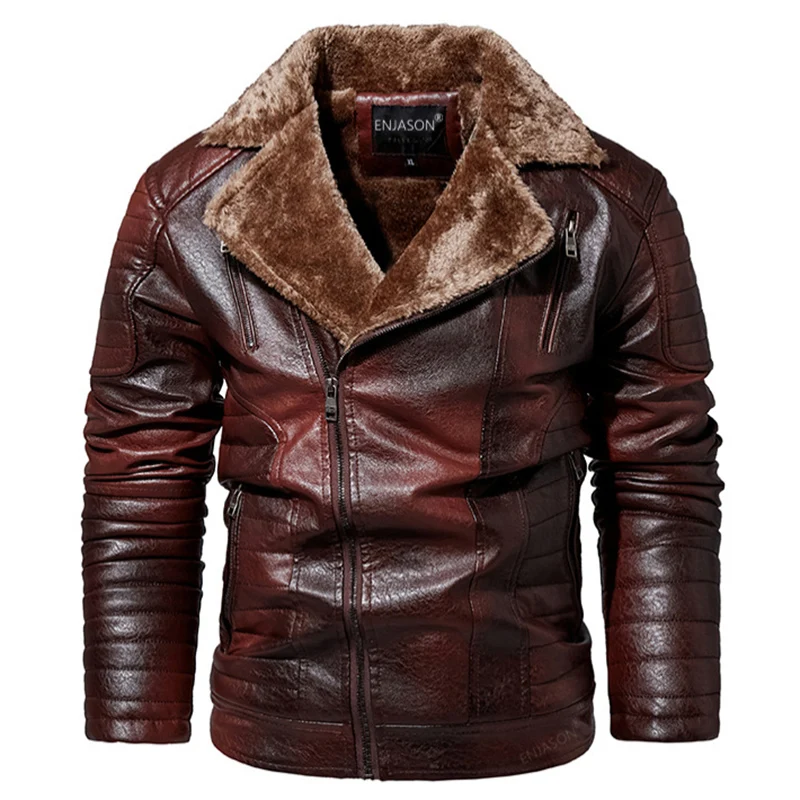 Moda męska Kurtka skórzana Mężczyźni Jesień Motocykl Slim Kurtka polarowa Płaszcz Mężczyźni Zima Outdoor Casual Motor Biker PU Kurtka skórzana