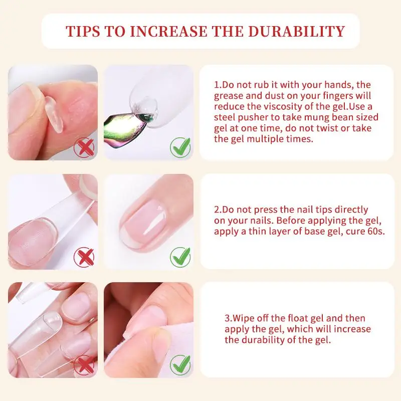 BORN PRETTY Solid Nail Tips Gel 5g Transparent UV LED Function Gel UV Lamp Nail Extension Gel Soak Off Nail Art Gel Varnish