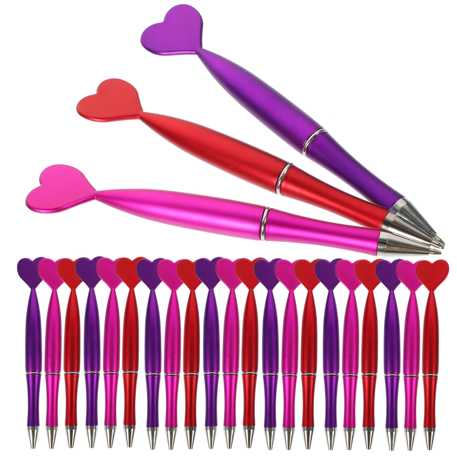 

48 Heart Shaped Ballpoint Pens Black Core Children Valentine Gifts Writing Tool Stationery Comfort Handle Smooth Tip