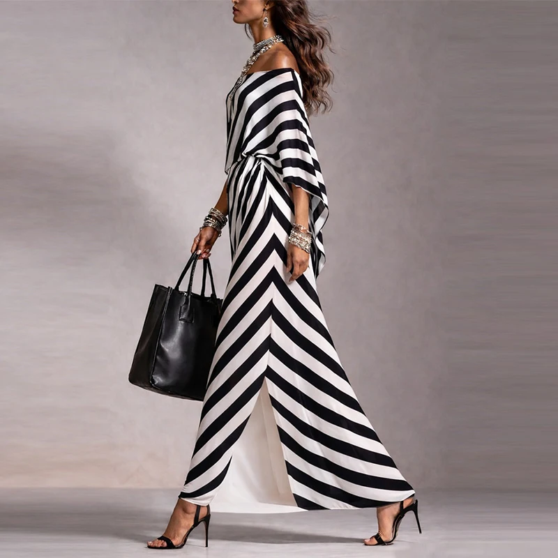 Summer Off Shoulder Half Sleeve Loose Long Dress Women Elegant Maxi Dresses For Women Fashion Beach Holiday Dress Boho