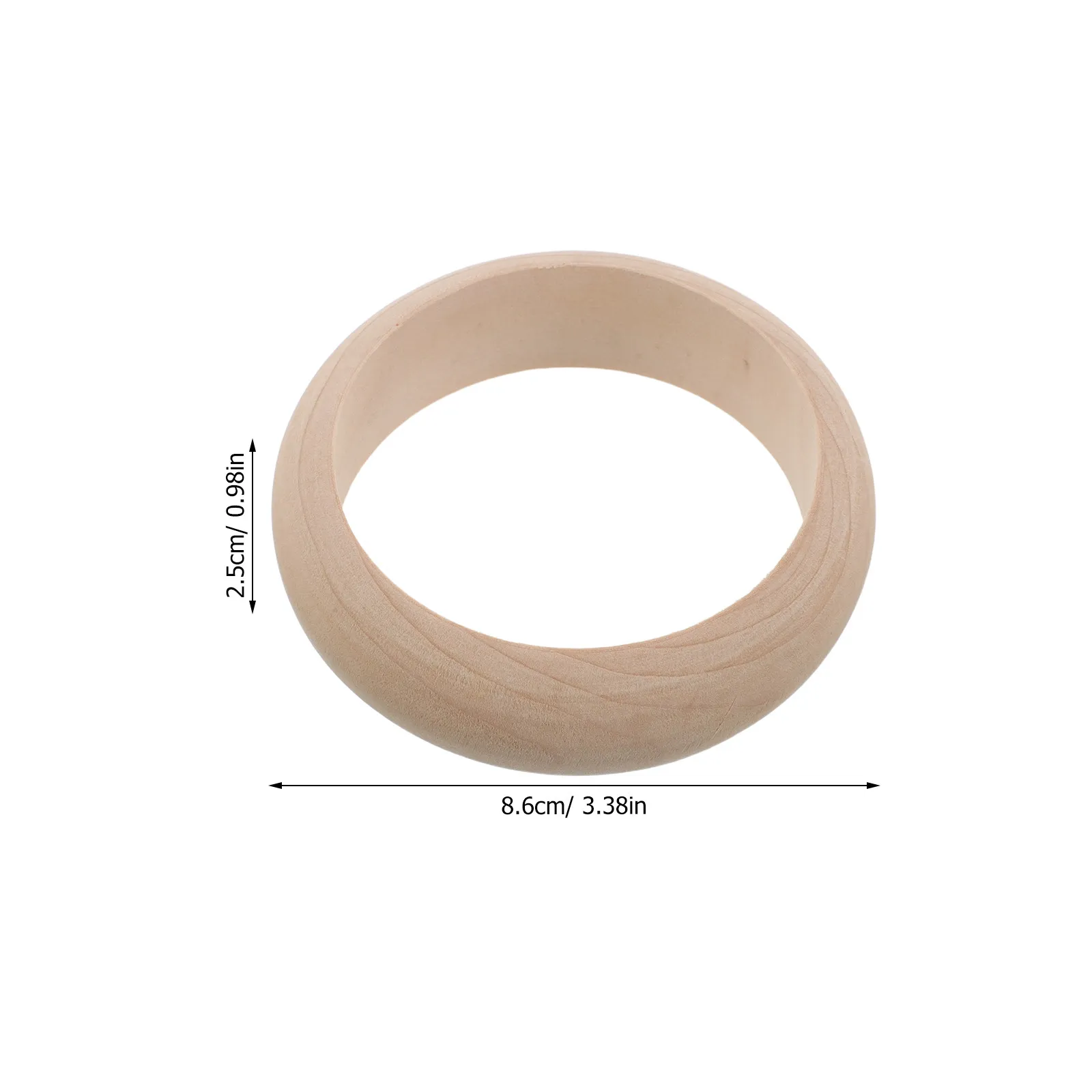 4Pcs Natural Wood Bracelets Unfinished Blank Round Wooden Bangle Rings for DIY Jewelry Making Crafts Solid Wood Bangles 25Mm