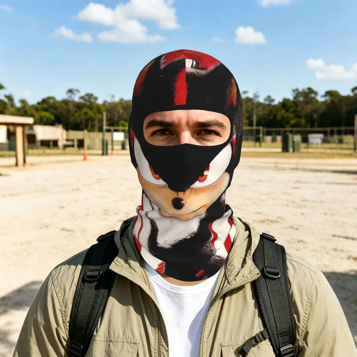 Shadow The Hedgehog Breathable Thin Balaclava Full Face Mask Sun Protection Neck Gaiter For Motorcycle Cycling Fishing Outdoor