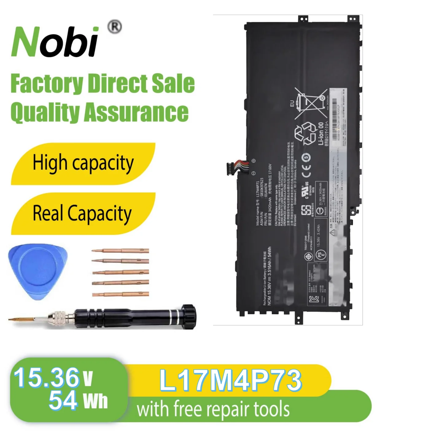 Nobi L17M4P73 01AV499 SB10K97638 L17C4P71 01AV475 SB10K97624 L17M4P71 01AV474 SB10K97623 battery for ThinkPad X1 Yoga 2018