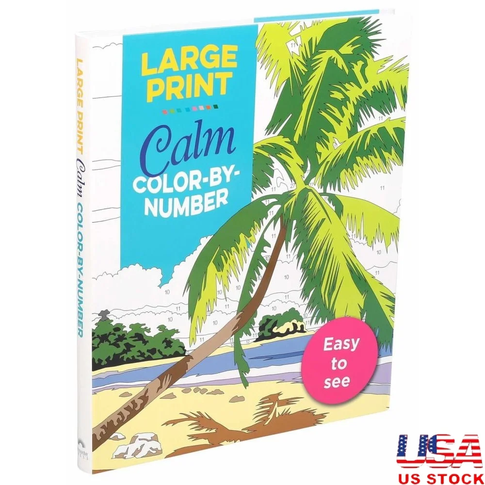

Large Print Color By Number Book 256 Pages Stress Relief Art Therapy Adults Relaxation Creativity Fun