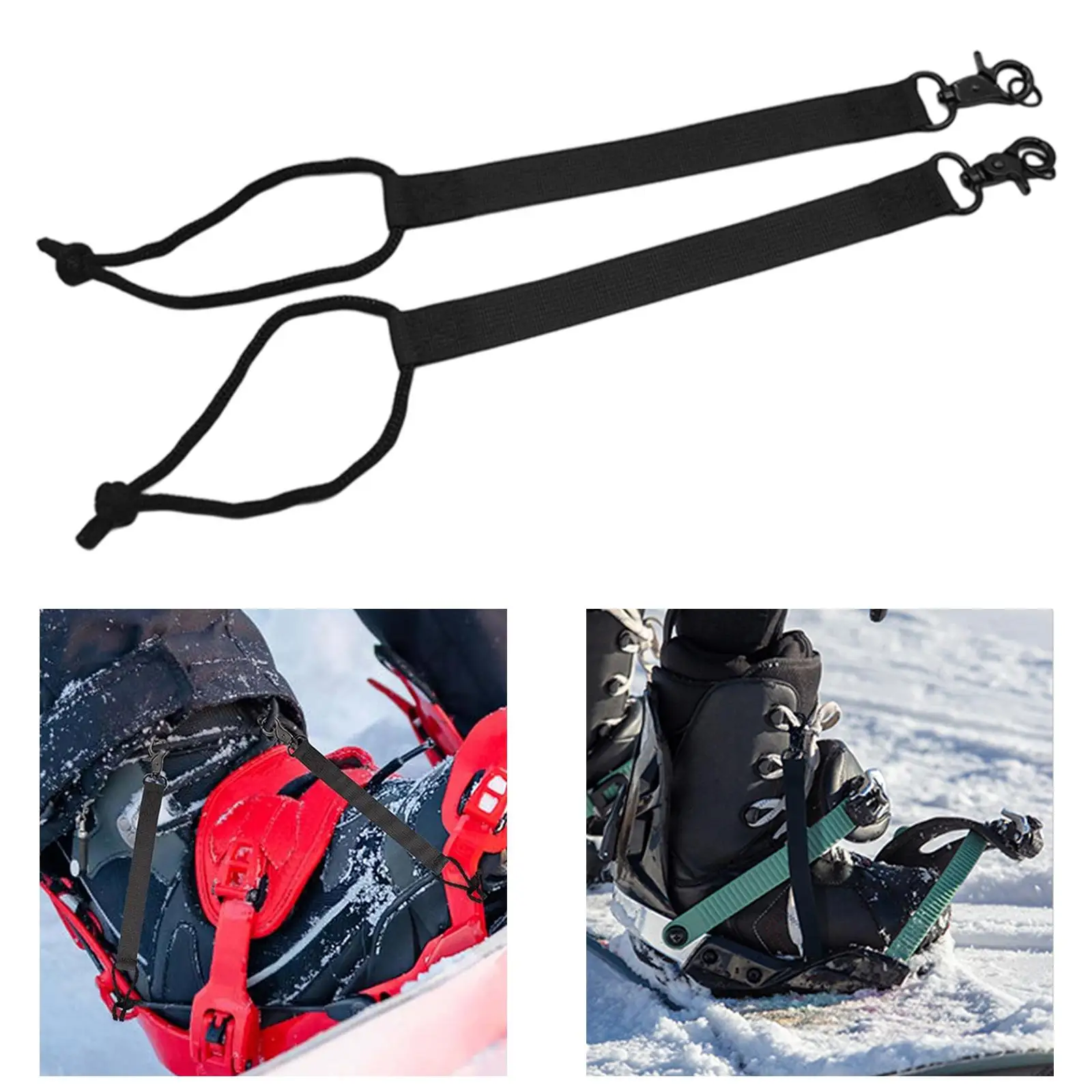 Snowboard Binding Straps Set 38x2cm Strong Nylon Metal Buckle Spare Parts for Secure Skiing Performance