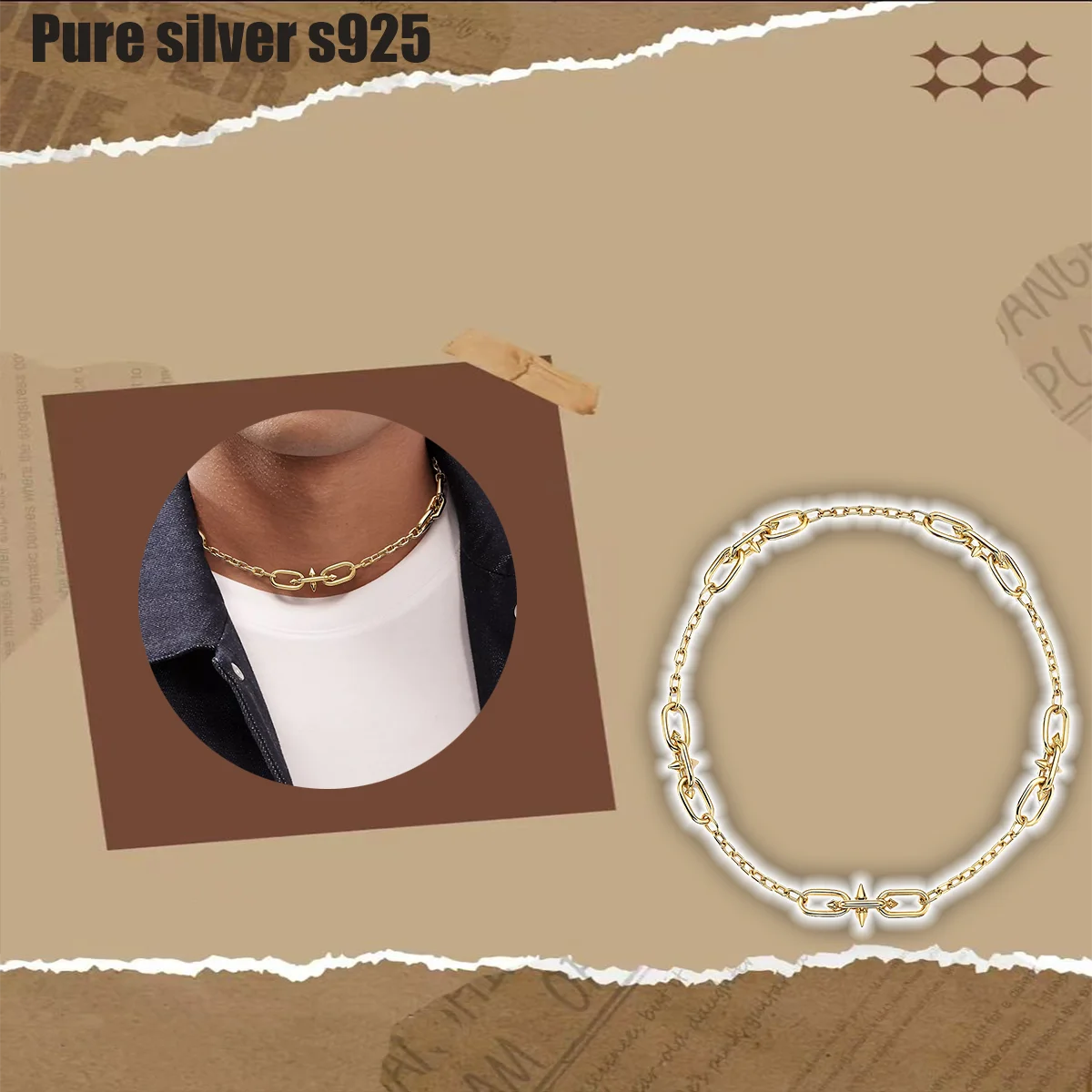 

Ожерелье из чистого серебра s925, винтажное классическое модное темпераментное роскошное и изысканное ожерелье из 18-каратного золота