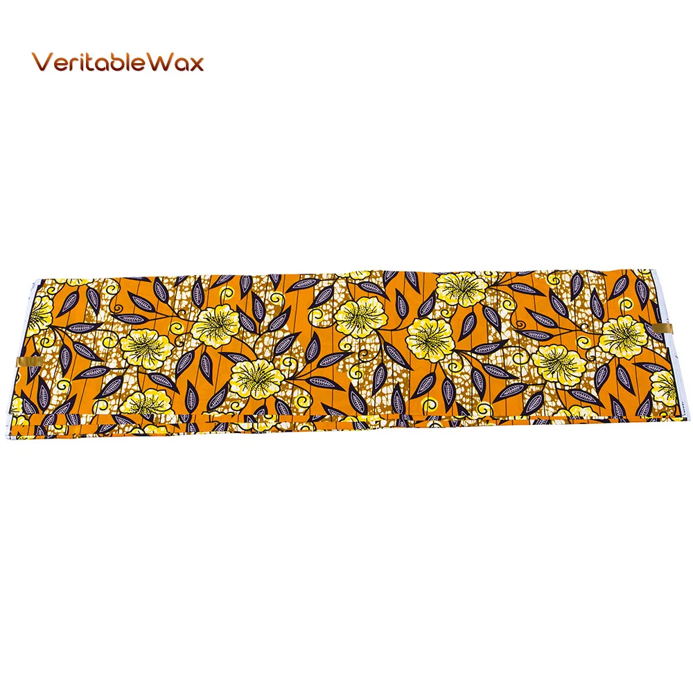 2022 NEW African Fabric High Quality 6 Yards 3 Yards Hard Cotton Wax Material Orange Cloth For Party Dress 24FS1422