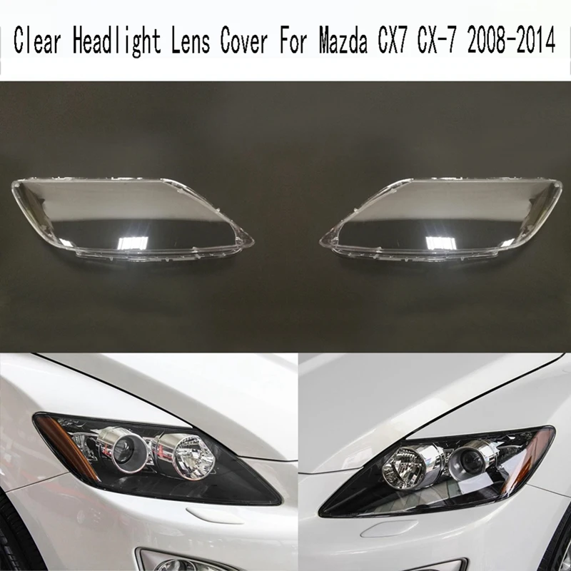 

Left&Right Clear Headlight Lens Cover Replacement Headlight Shell Cover For Mazda CX7 CX-7 2008-2014