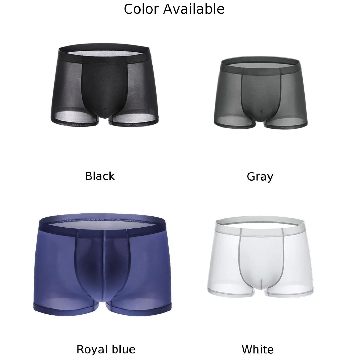 Men Sexy Briefs Ice Silk Panties Lingerie Thin Transparent Underwear Shorts Trunks Male Solid Underpant