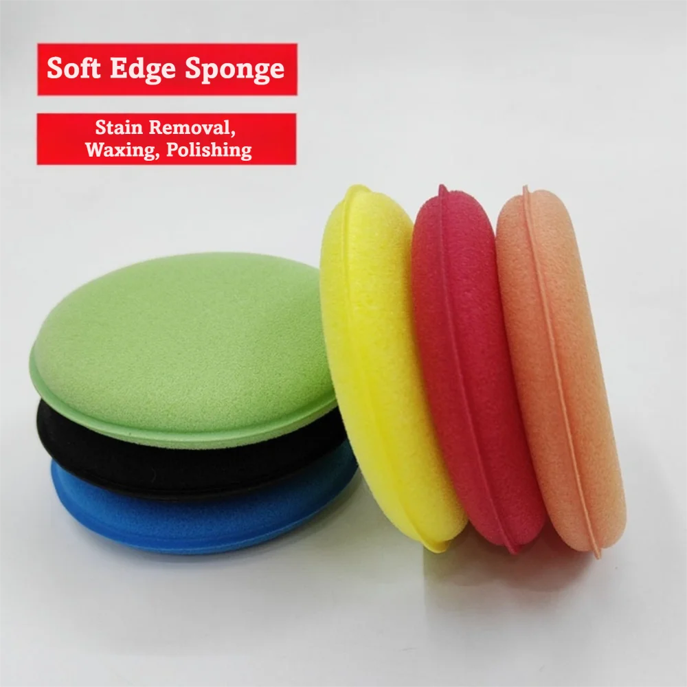 High Density Waxing Polish Sponges Reusable Round Shape Polishing Sponges Stain Removal Scratch Free Wax Applicator Pad