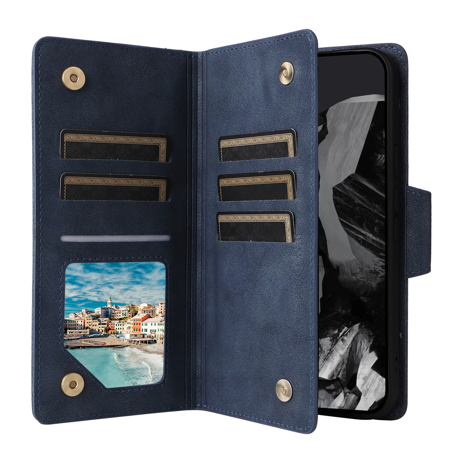 OLPAY Für Pixel 10Pro XL 9 9A 8 7 6 Pixel 9Pro 8A 7A 6A 5A 5 4A 4XL Magnetverschluss Brieftaschenhülle mit Kartenhalter, Geldschlitz-Hülle