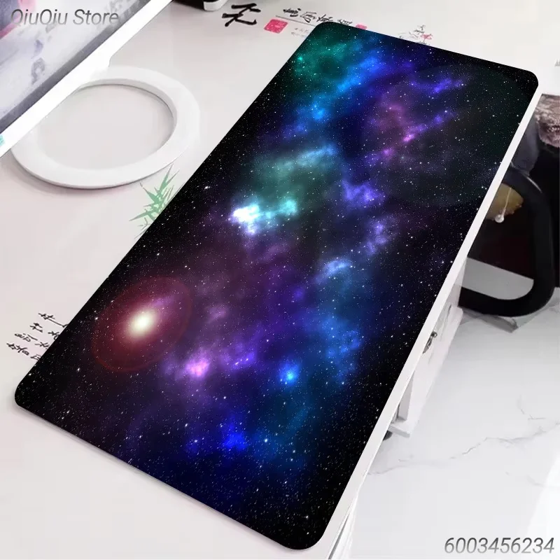 Galaxy Space Large Mouse Pad, Colorful Nebula Universe Starry Sky Pattern Extended Desk Mat Non‑Slip Rubber Base for Gaming PC