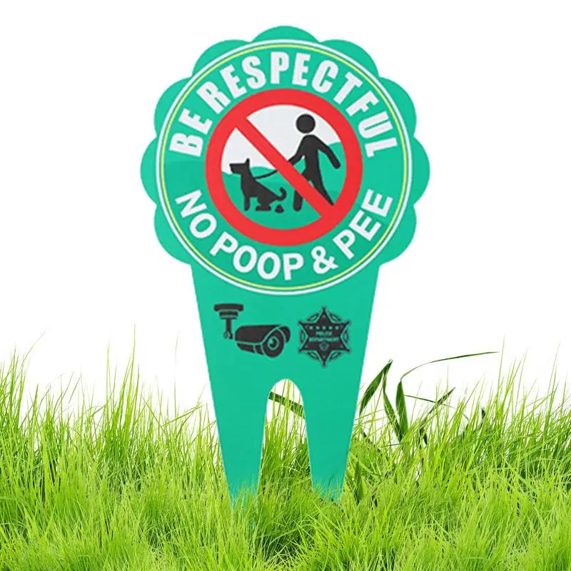 No Pooping Dog Signs For Yard Durable Double-Sided Metal Dog Sign Dog-Friendly 13x6 Inch No Dog Pooping Or Peeing Stop Dogs On