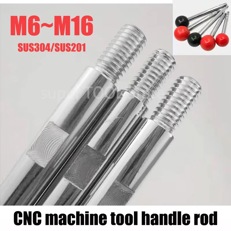 

304/201 Stainless Steel Machine Tool Control Lever Double Head Threaded Screw Spherical Handle Cover M6 M8 M10 M12 M16 Black/Red