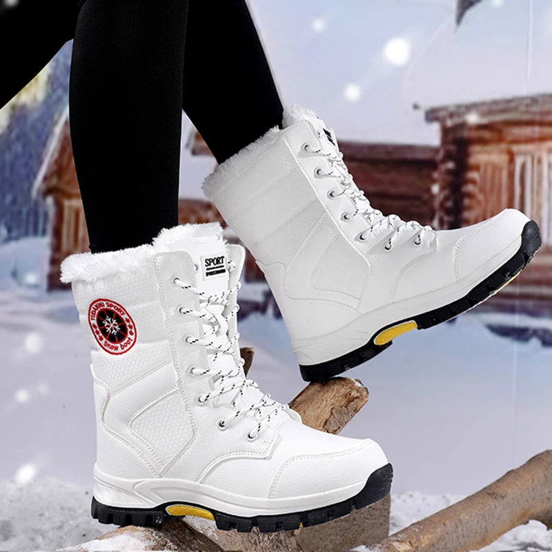 

Women's Winter Snow Boots Warm Plush Lined Mid Calf Boots Waterproof Anti Slip Outdoor Snow Women's Hiking Shoes