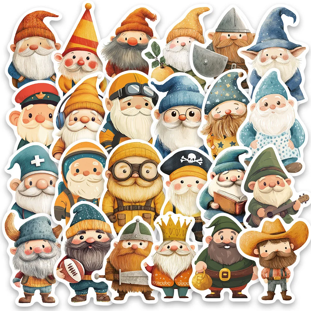 50pcs Funny Cute Cartoon Big Bearded Little Old Man Stickers For Laptop Water Bottle Luggage Diary Waterproof Graffiti Decals