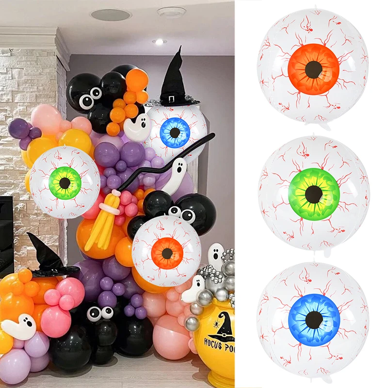 22inch 4D Eyeball Aluminium Foil Inflatable Balloons Horror Props Halloween Ghost Party Home Decoration Supplies Children Toys