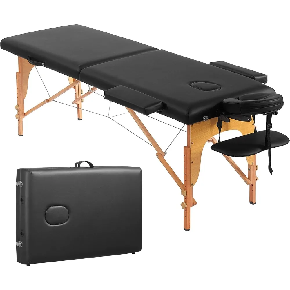 

Massage Table Portable - 2 Folding Lash Bed with Carrying Case & Face Cradle for Eyelash Extensions, Spa,