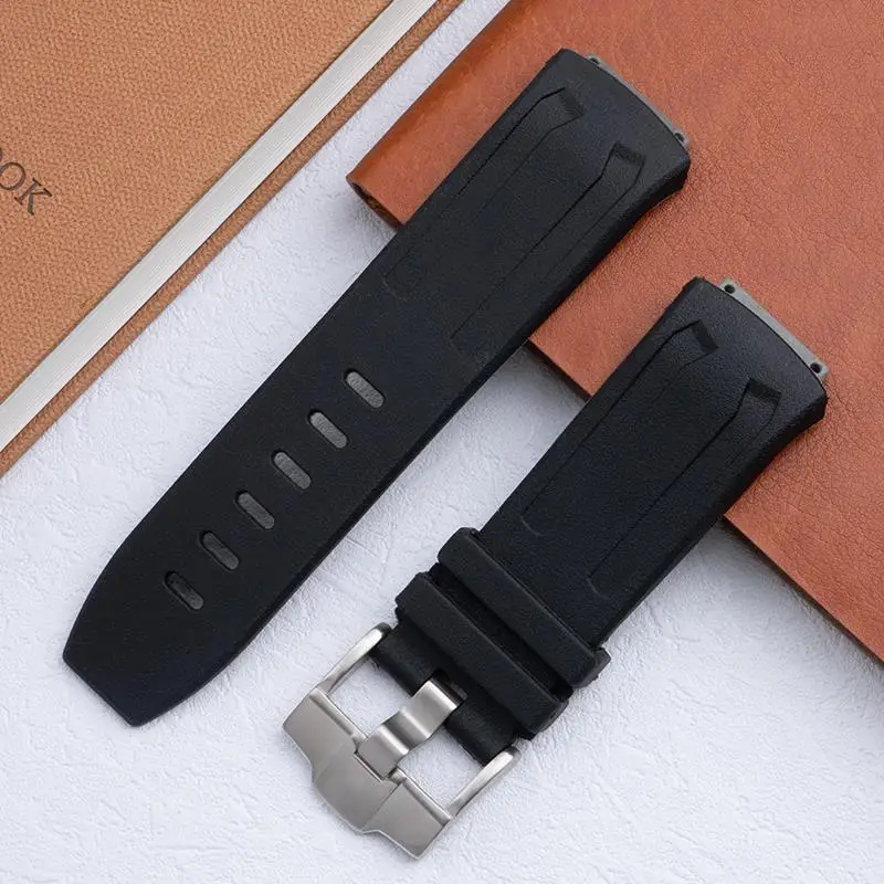 SCHIK Compatible For AP Strap Royal Oak Concept Black Rubber Belt 27mm Wathband 26589 26560IO.OO.D002CA.01.A Watch Bracelet