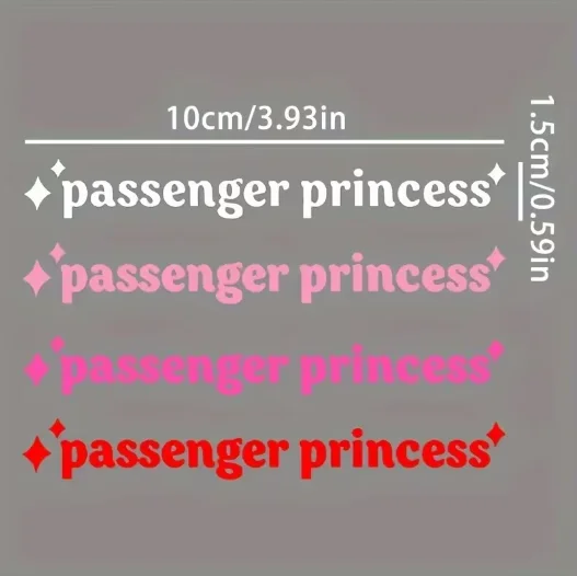 

4pcs/Set Passenger Princess Car Stickers Funny Creative Stickers Four Colors For Car Rearview Mirrors Car Interior Accessories