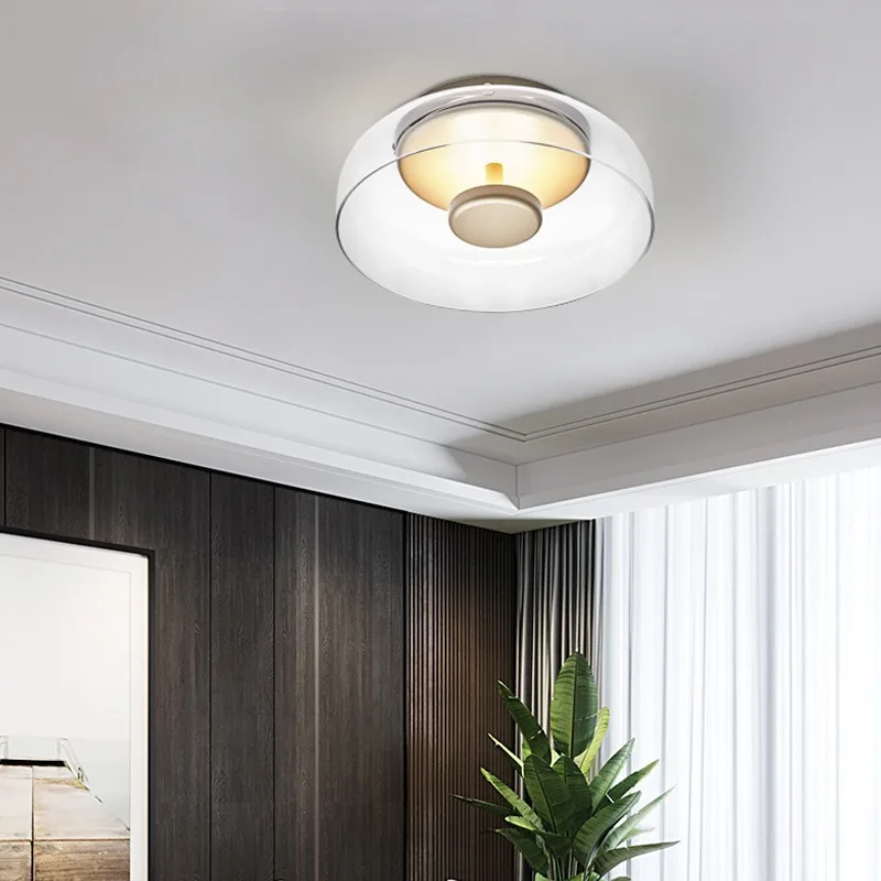 Simple creative living room bedroom bedside lamp corridor aisle sample room LED glass mushroom ceiling lamp