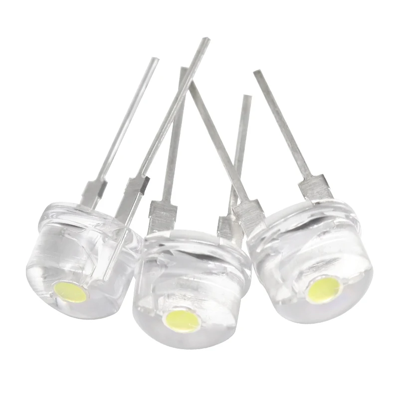 10 szt. F8 8MM biały niebieski zielony czerwony żółty LED Super jasny słomkowy kapelusz dioda elektroluminescencyjna podświetlony biały 0.5W astygmatyzm — zdjęcie 2