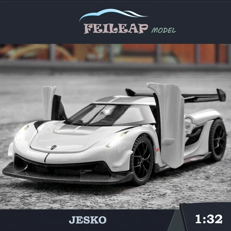 Simulation 1.32 Scale Jesko Super car Model With Sound light Children Boy Diecast Metal Toy Vehicle Birthday Gift