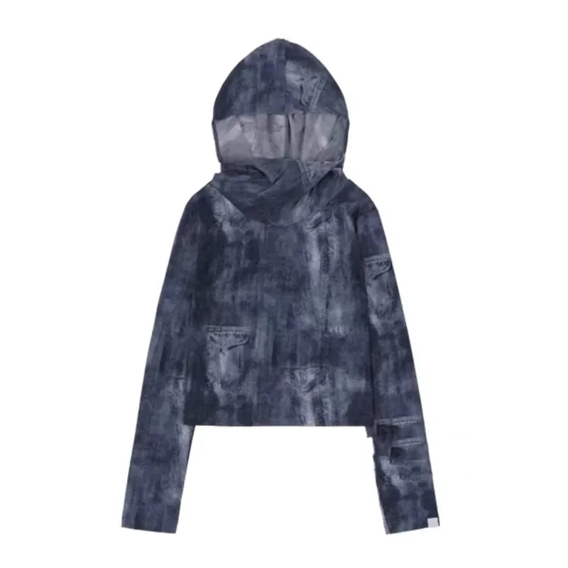 Korean Denim Y2K Hoodie Pants Set Women Star FACB Hoodie Millennium Hooded Thin T-shirt Gold Sun Jacket Style Unisex Suit New