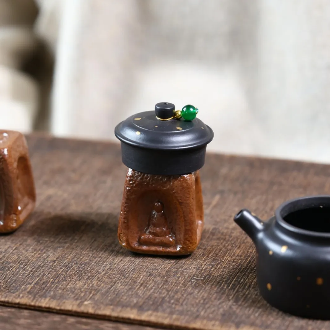 Dunhuang Impression Creative Ornament With Incense Holder, Exquisite Purple Clay Teapot Lid Rest, Accessory For Tea Cultivation
