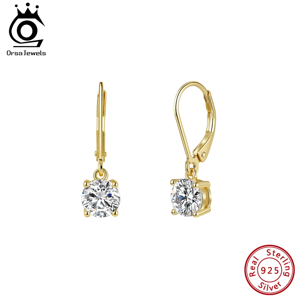 

ORSA JEWELS Moissanite Huggie Hoop Earring Lab Created Diamond 925 Sterling Silver Dainty Hoop Dangle Earring Fine Jewelry MOE13