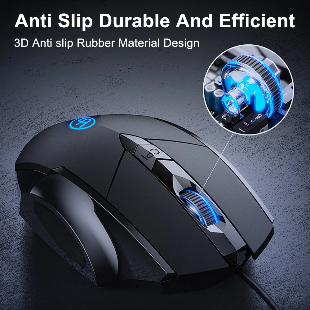 Wired Gaming Mouse USB Wired Optical Mouse 7200DPI Adjustable 6 Buttons Ergonomic Mice for PC Laptop Computer Notebook Macbook