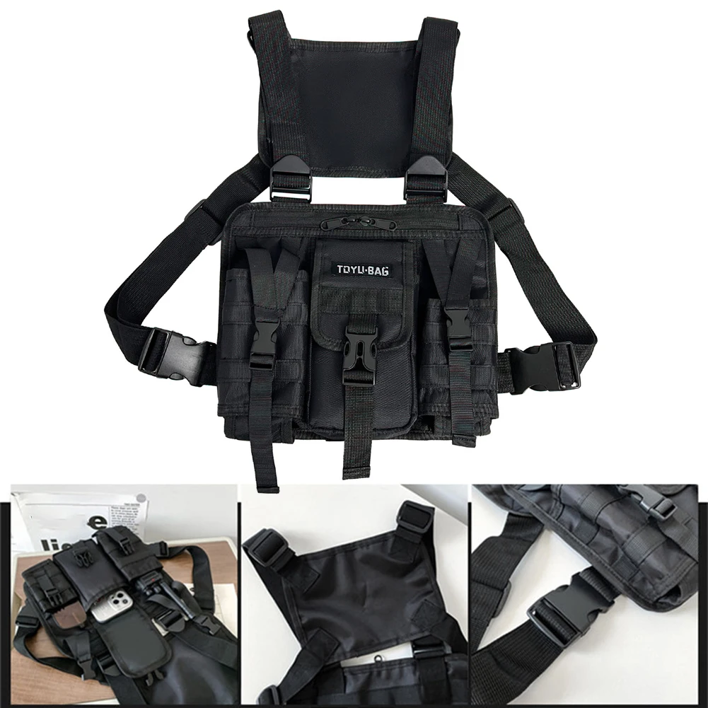 Molle Shoulder Bag Oxford Cloth Molle Shoulder Vest Bags Adjustable Multiple Pockets for Hiking Travel Cycling Molle Chest Bag