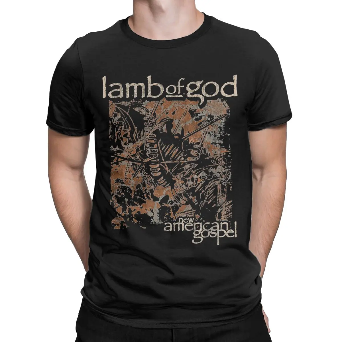 Funny Lamb Of God T-Shirts Men Crew Neck Cotton T Shirts Band Short Sleeve Tee Shirt Gift Clothing