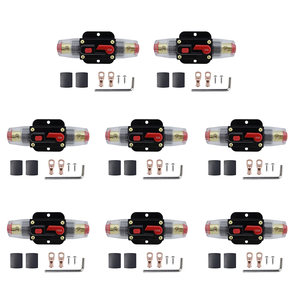 

AutoInline Fuse Breaker With Wire Lugs And Heat Shrink Tube12V-24V DC Auto Electrical Tool Accessories