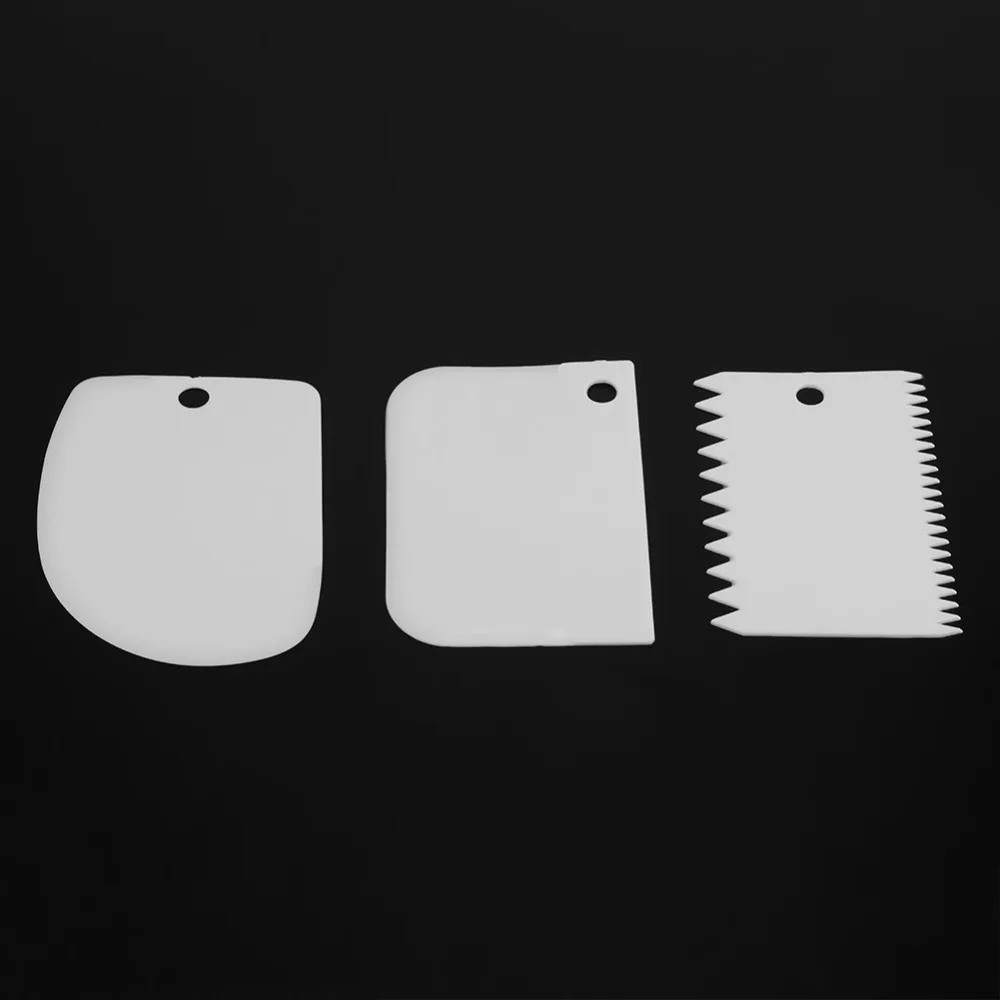 3PCS PP Baking Scraper Set Food Grade Non Stick Surface Cream Dough Spatula Easy Clean Different Shapes Pastry Decoration Tool