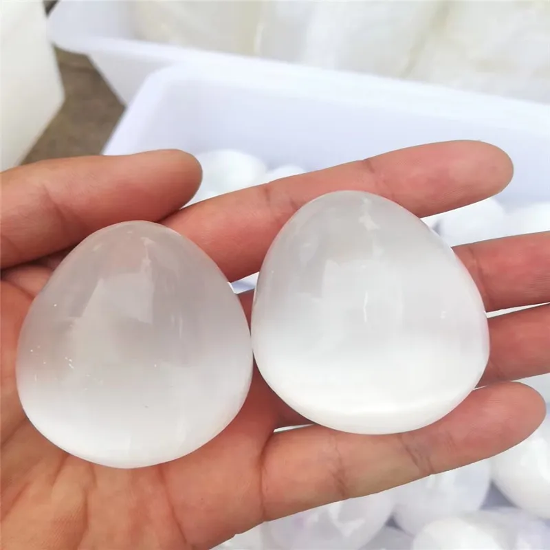 1pcs drop shipping Natural selenite crystal gemstone yoni eggs reiki healing chakra Christmas gift remove negative energy