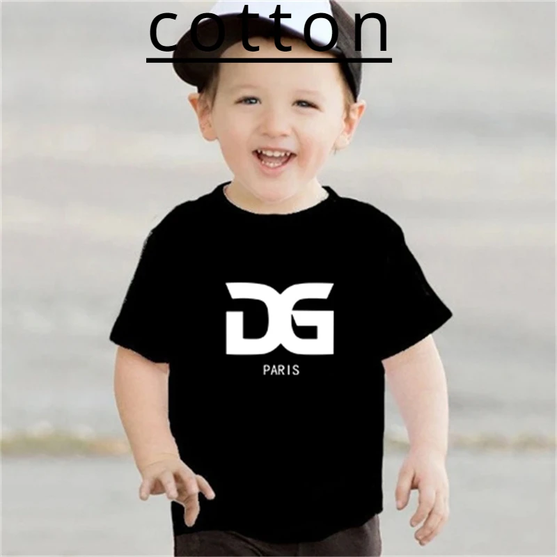 Kids Cotton T-shirt Children Fashion Letters Print T Shirt for Girl Boy O-Neck Short Sleeve Summer Baby Tops Tees Kids Clothes