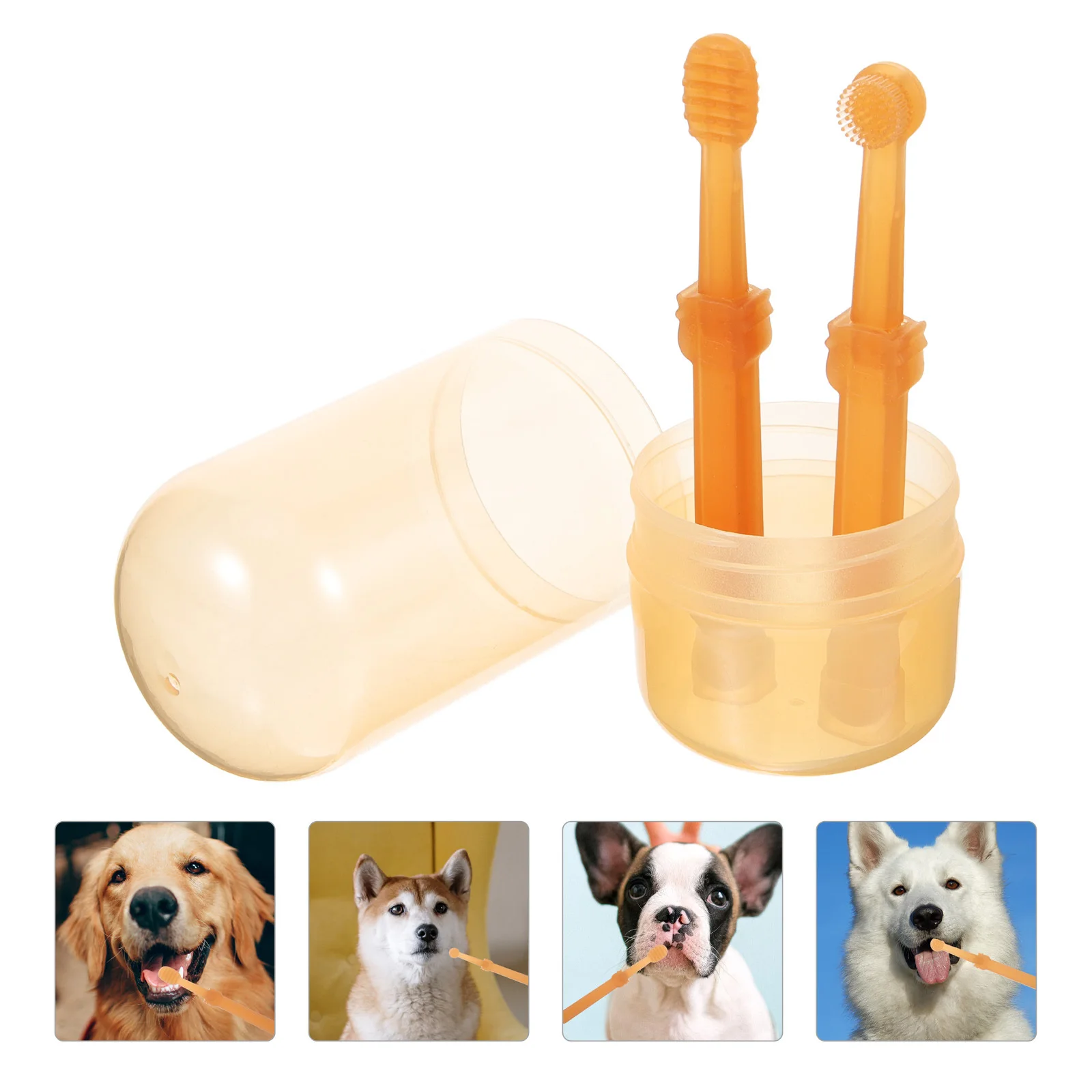 1Set Pet Toothbrush Oral Care Silicone Soft Bristles Ergonomic Handle Deep Cleaning for Dogs Cats Small Dogs Puppy Toothbrush