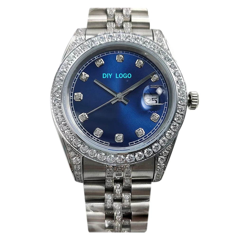 

Customized LogoLuxury 41mm men's diamond watch, 904 stainless steel and sapphire mirror, mechanical movement men's gifts