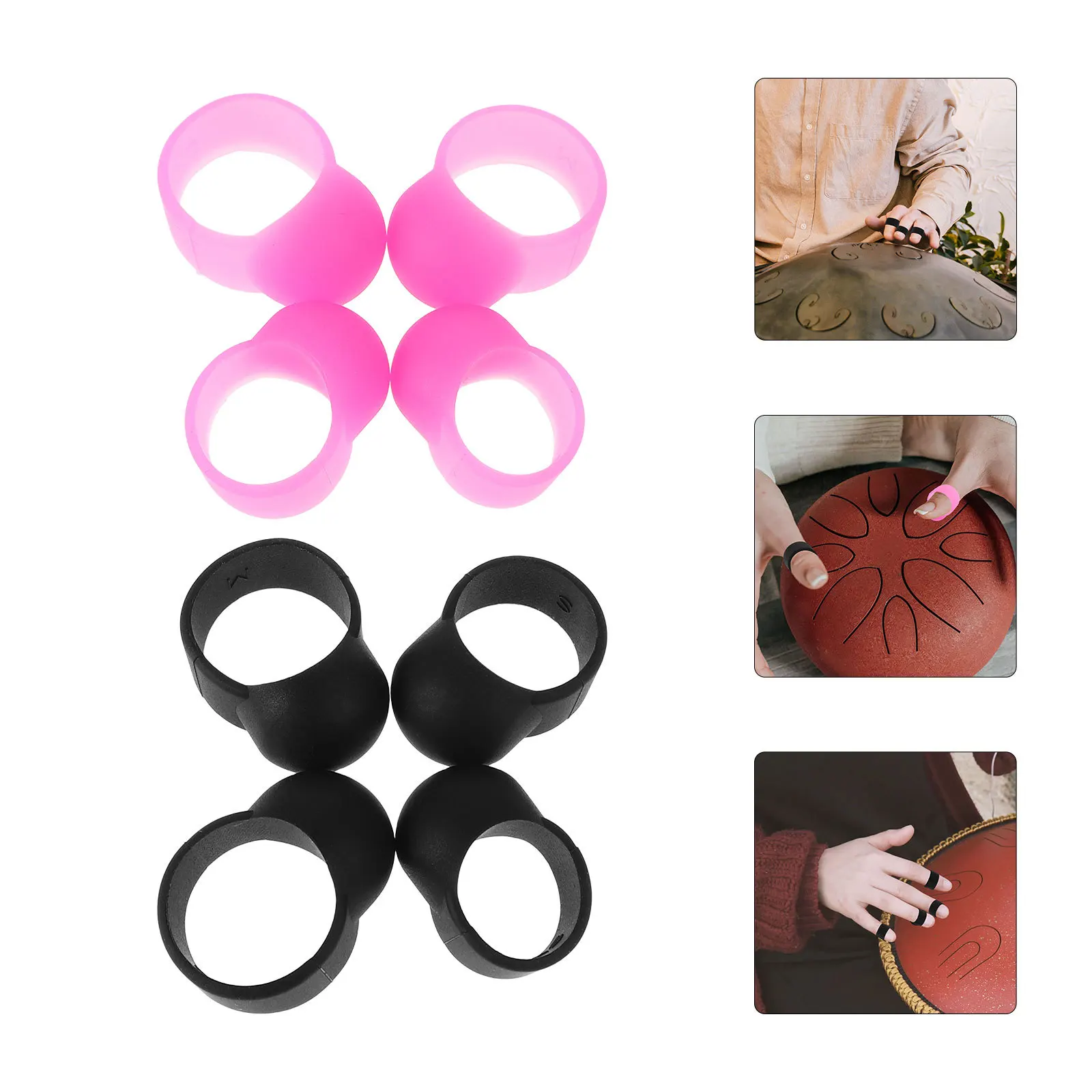 

8pcs Silicone Drum Finger Protectors Hand Pan Drumstick Tips Noise Reduction Pads For Lotus Tongue Drums Desktop Percussion