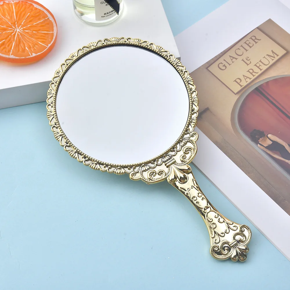 مرآة بمقبض نمط، مرآة تزيين محمولة خفيفة الوزن، مرآة محمولة عتيقة للاستخدام المحمول لسطح المكتب #1