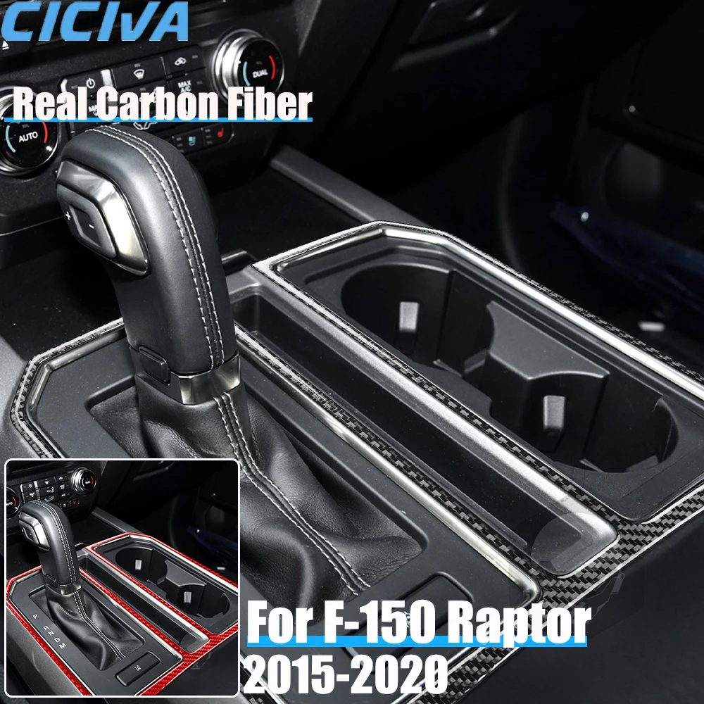 

Real Carbon Fiber Car Accessories Center Console Gear Frame Decorative Cover Soft Sticker For Ford F150 SVT Raptor 2015-2020