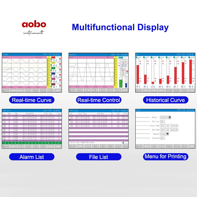 Color Paperless Recorder Display Multi-channels Chart Recorder Data Logger  RS485 Data Logger Paperless Mutipoints Recorder