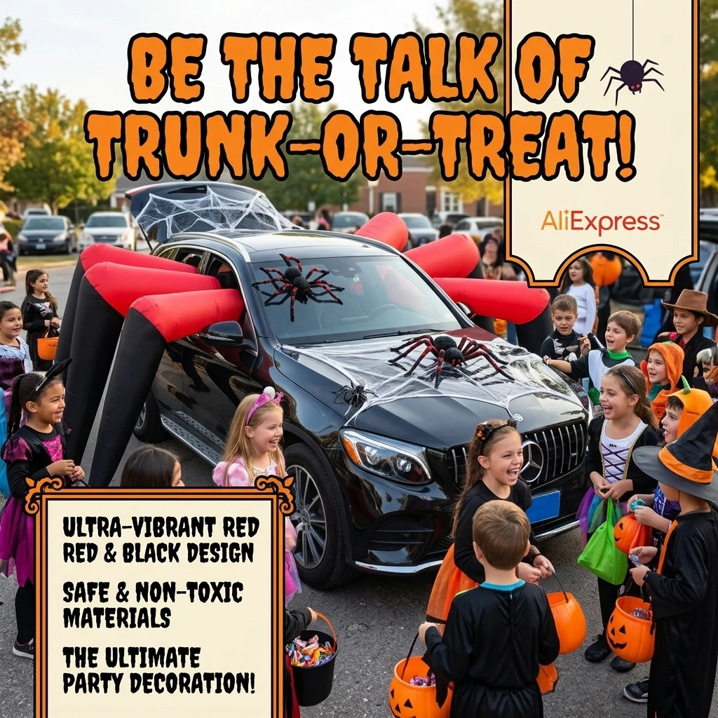 14FT Halloween Inflatable Spider Legs for Car Decoration Giant Blow Up 8 Spider Legs with Built-in LED Lights & Car Plug, Outdoor Yard Decor for Trunk-or-Treat Party Garden Inflatable Toys for Kids USA Stock Halloween Prop Spooky Outdoor Decorations