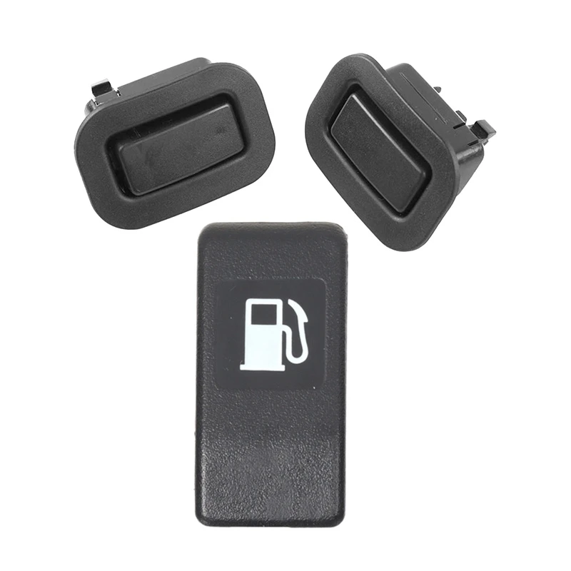 3 Pcs Car Accessories: 1 Pcs Fuel Gas Door Release Handle & 2 Pcs Rear Seat Recliner Button Switch Black