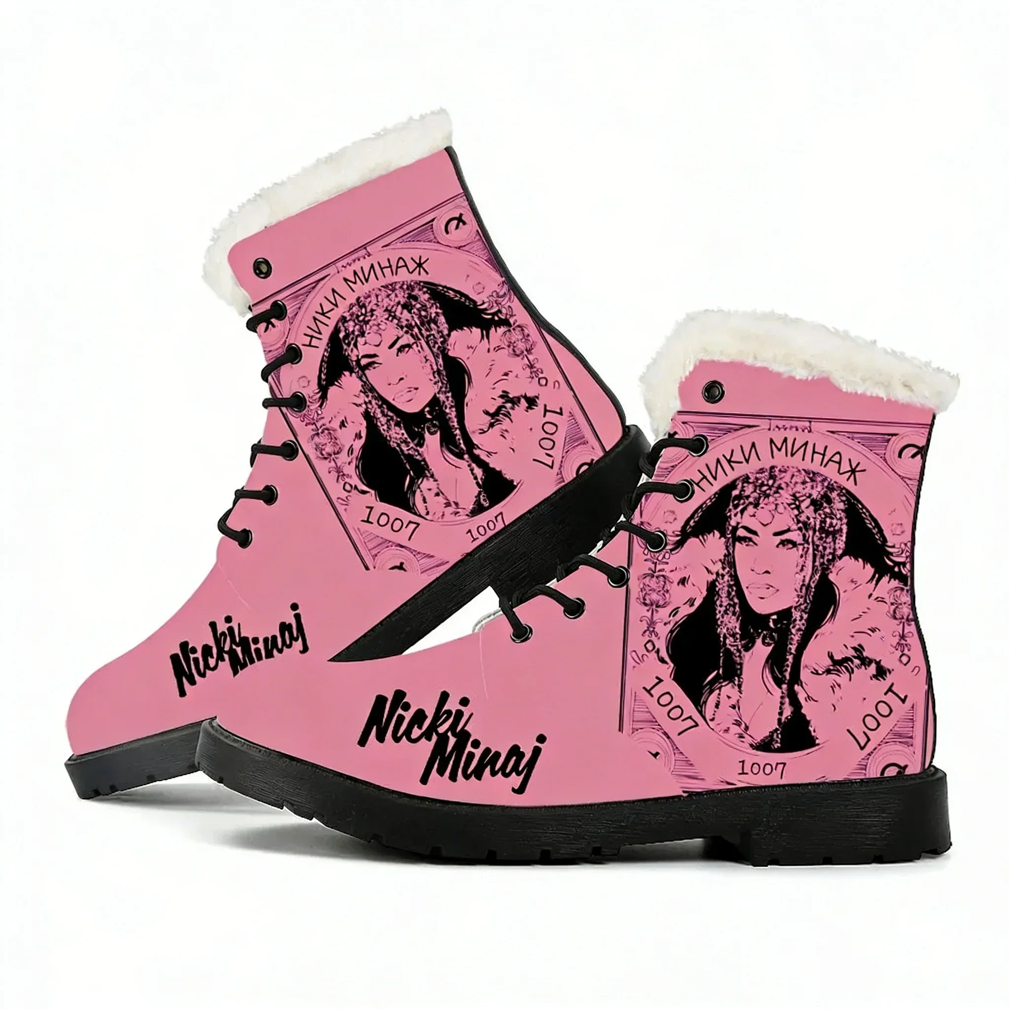 

Плюшевые ботинки Hot Rapper N-Nicki Minaj, мужские, женские, подростковые, уличные, водонепроницаемые, повседневные, легкие, на заказ