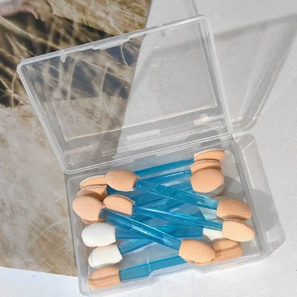 10pcs New Double Sided Eyeshadow Stick Brush Multicolors with Storage Box Disposable Eyeshadow Brush Portable Beauty Kit Brush